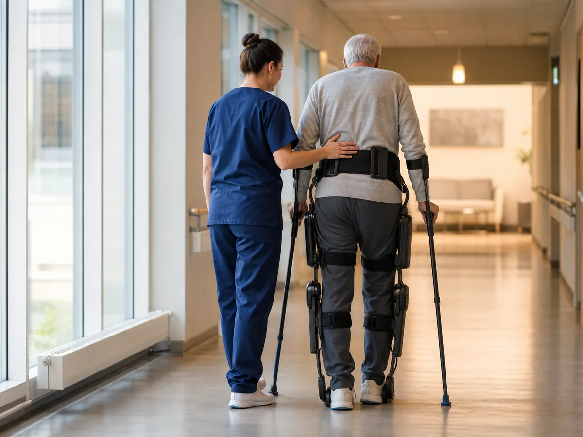 Ruhige Pflegesituation, die menschlichen Nutzen sorgfältiger physischer Unterstützung andeutet